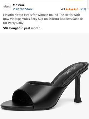 Black Kitten Heel Mules for Women